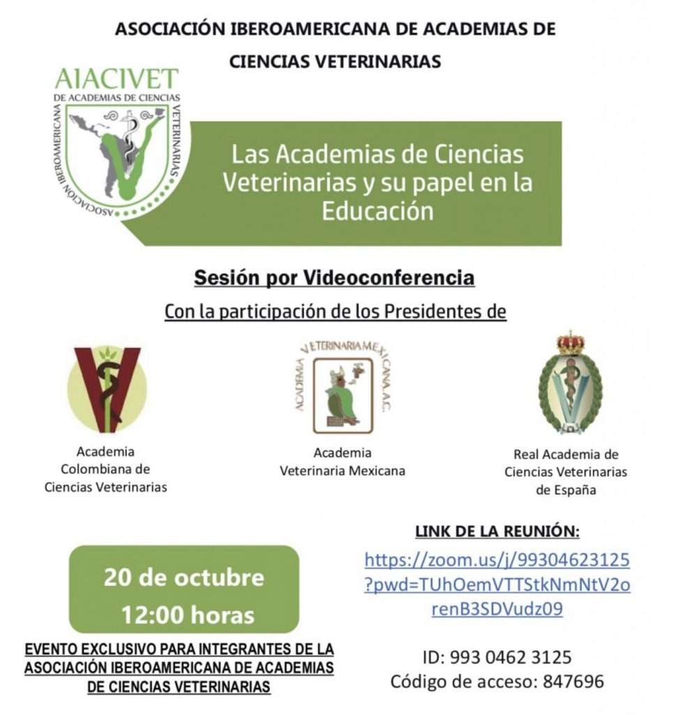 El 20 de octubre tendrá lugar una videoconferencia coordinada por el Dr. Anadón, presidente de la RACVE.