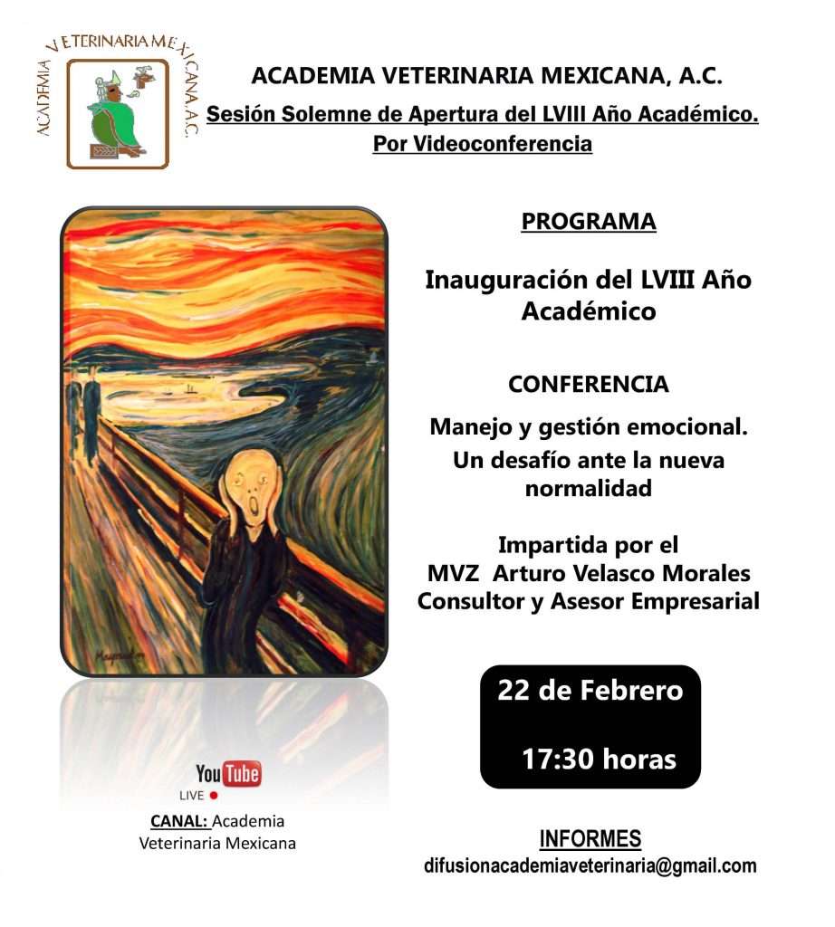El día 22 de febrero a las 17:30 horas (horario México), tendrá lugar la Sesión Solemne de Apertura del LVIII Año Académico con la conferencia impartida por D. Arturo Velasco Morales. 