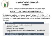 Academia Veterinaria Mexicana, A. C.-Convocatoria 2023 para el ingreso de Académicos Numerarios, Honorarios y Correspondientes Extranjeros.