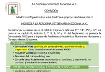 Convocatoria 2025 para el ingreso de Académicos Numerarios, Honorarios y Correspondientes Extranjeros en la Academia Veterinaria Mexicana, A.C.